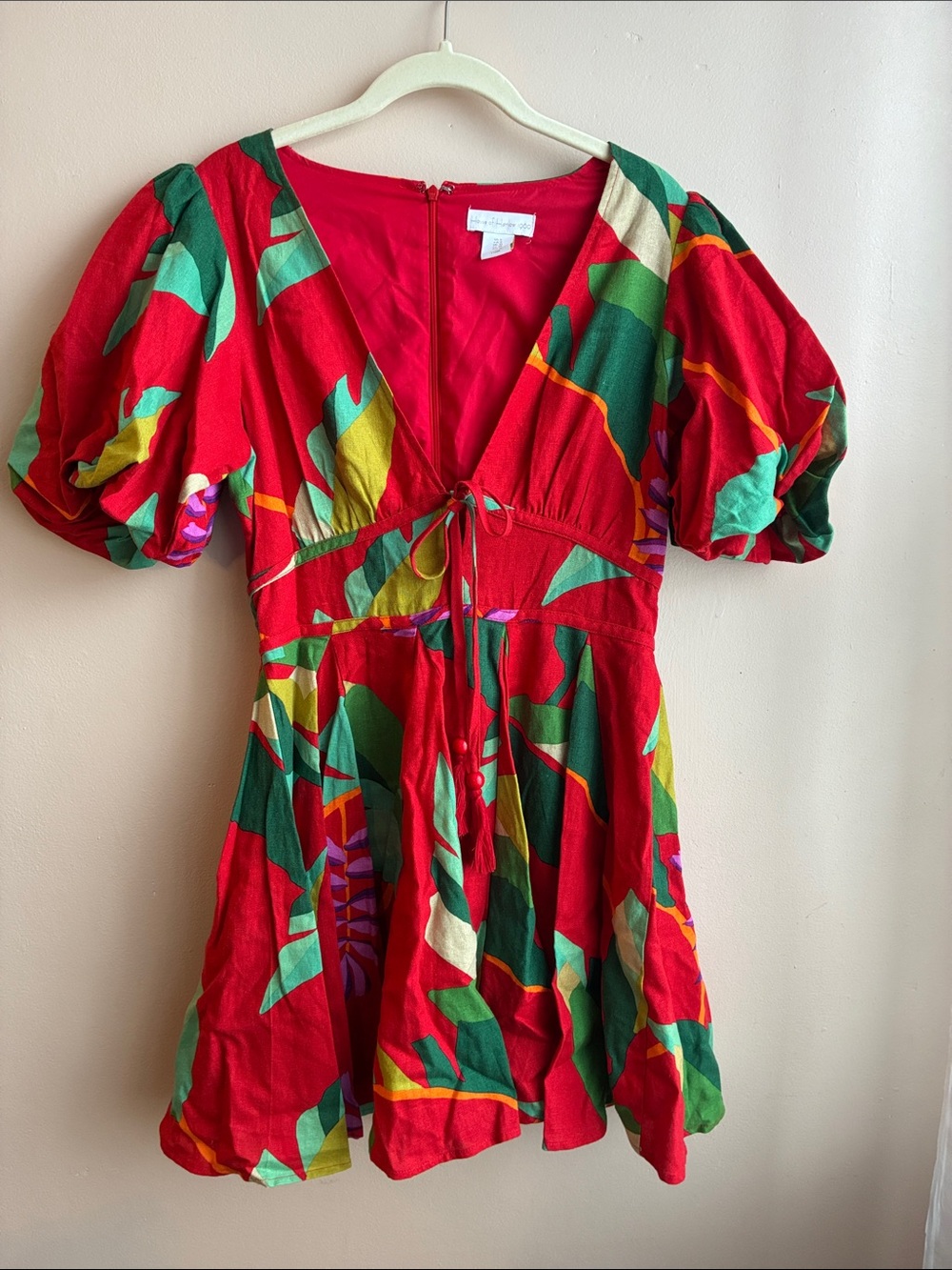 House of Harlow 1960 Red Tropical Print Mini Dress